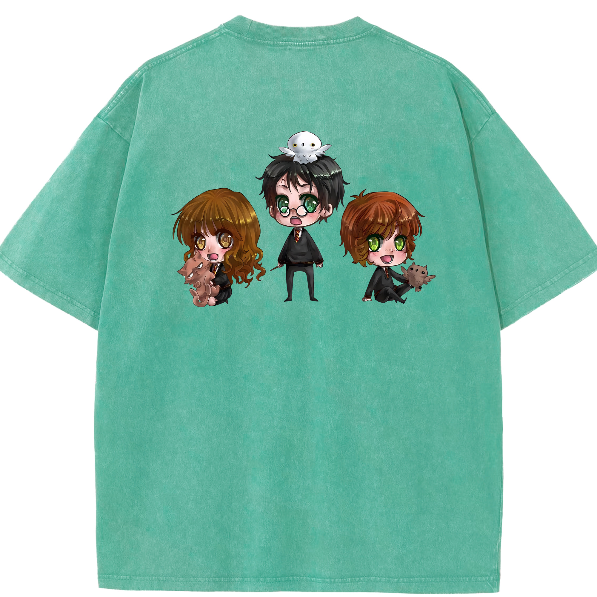 （画像用） Harry Potter ハリー・ポッターシリーズ 綿100% ヴィンテージ風 半袖Tシャツ（背面プリント）